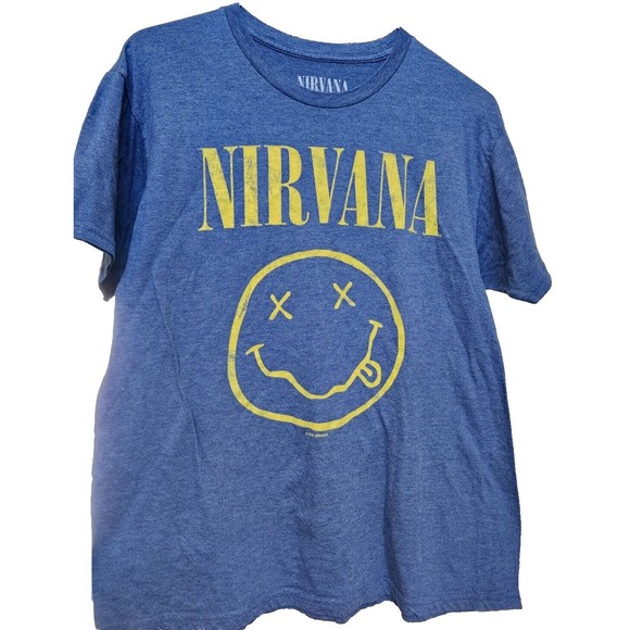 Nirvana Smiley Face T-Shirt Size M Boho Hippie Rock Band - Picture 1 of 4